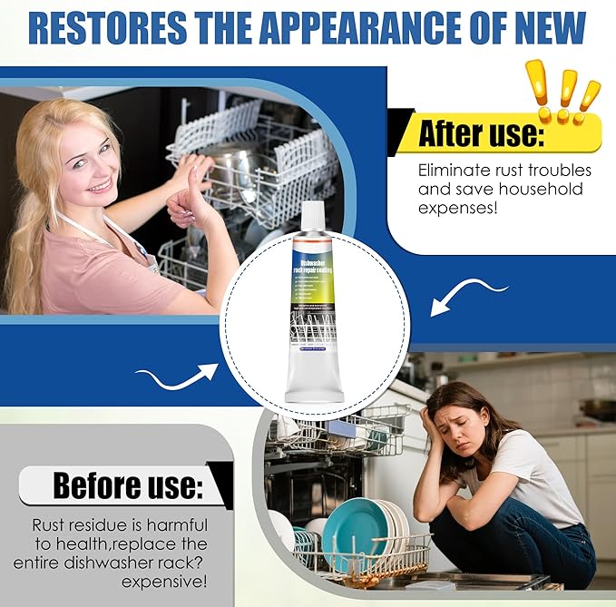 1.7oz Dishwasher Rack Repair Coating, White Dishwasher Vinyl Rack Rust Touch Up Paint Kit, Insulation and Waterproof, High and Low Temperature Resistant