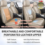 Chezope Leather Seat Covers, Beige Car Seat Covers Front Pair, Breathable Car Seat Protectors, Wear-Resistant Car Accessories, Universal Fit for Most Cars,SUVs Truck (Beige-Diamonds, Front Pair)