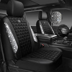 CAR PASS 3D Air Mesh Seat Covers for Cars, Bling Diamond Leather Foam Car Seat Covers for 2 Front Interior Sets, Automotive seat Covers Universal Fit Truck SUV Cute Women Girl, Black Silver Rhinestone