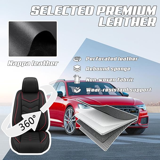 Car Seat Covers Fit for Infiniti g37 2000-2026, Stylish Sport Seat Covers, Waterproof Wear-Resistant Premium Nappa Leather Car Seat Cover.(Full Set/Black)