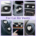 4Pcs Car Vent Clips, Bling Heart Air Vent Clips, Universal Air Conditioning Freshener Clip for Decorative White Car Accessories