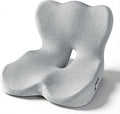 Exclusivo Mezcla Memory Foam Seat Cushion, Ergonomic Tailbone Pain Relief Cushions, Non-Slip Seat Pad for Office Chair and Car Seat, Light Grey