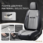 Coverado Car Seat Covers Full Set, Seat Covers for Cars, Car Seat Cover, Car Seat Protector, Leather Car Seat Cushion, Waterproof Car Seat Covers Front Seats and Back Fit for Most Cars(Black&Gray)