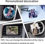 Personalized Car Air Vent Picture Clips - Custom Acrylic Photo Rhinestone Trim Car Air Freshener Vent Clips Interior Decoration
