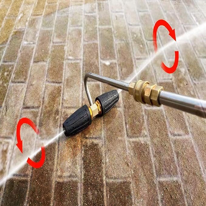 RIDGE WASHER Gutter Cleaner Attachment for Pressure Washer, with 2 Rotary Turbo Nozzle, 1/4 Inch Quick Disconnect, 3600 PSI