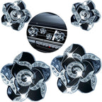 Bling Flower Air Freshener Vent Clips Car Accessories, 4Pcs Rhinestone Flower Sparkly Air Vent Clips for Fresheners Car Decoration, Airs Freshener Vents Clip for Women Gifts