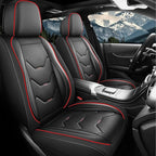 otoez Car Seat Covers Full Set, 5 Seats Leather Seat Cover for Car, Black Automotive Front and Back Seat Cushion Protector Waterproof and Non-Slip for Most Sedens Trucks SUVs, Black