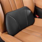 Genuine Leather Lumbar Support Pillow,Back Pain Relief Cushion,fits Tightly Around Waist,Real Cowhide,Memory Foam,fit Car Drive,Office Chair,Rest seat,Improve Posture,Portable,15.5''Lx 8.7''H