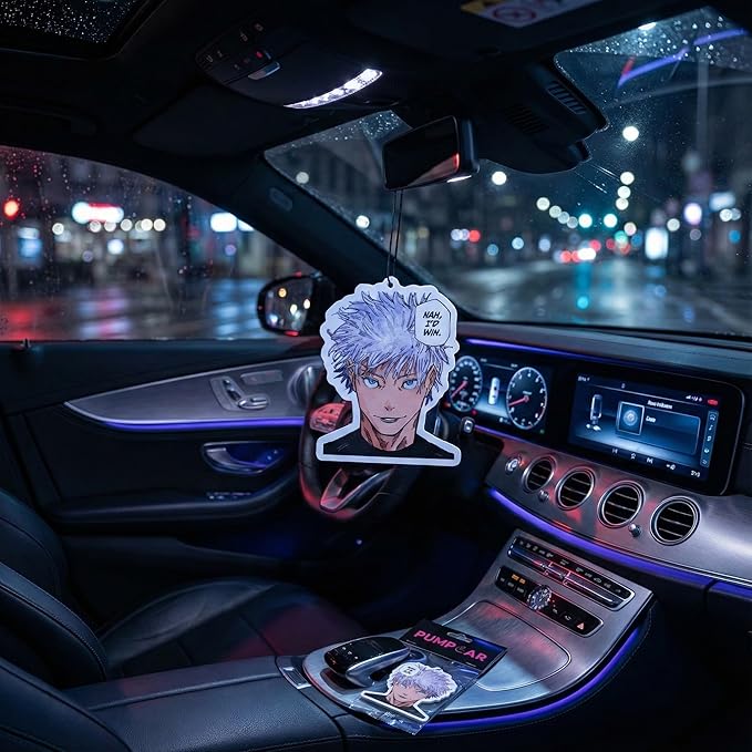 PumpCar 2 pieces satoru Nah I'd Win double-sided hanging Japanese anime cherry-scented air freshener Cool anime hanging for rearview mirror Car Interior Accessories Gifts