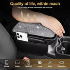 Bling Center Console Cover Fit for Toyota Corolla with 2 Storage Bags Fully Diamond-Studded Style Center Console Armrest Cover with Total Protection(Silver Diamond)
