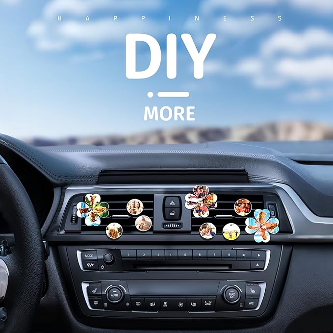 AOUXSEEM 24 Sets Car Air Vent Clip Sublimation Blanks PVC Material,Air Freshner Diffuser Aromatherapy Essential Oil Pin Making Kit Supplies,DIY Custom Interior Decor Sublimate Photo/Words/Symbolize