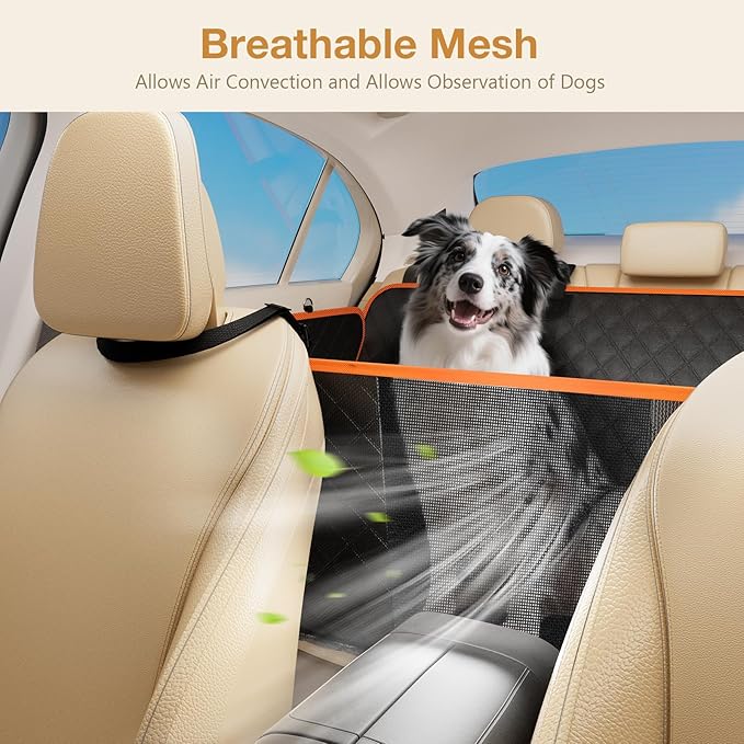 Pecute Dog Car Seat Cover for Back Seat, Back Seat Extender for Dogs 52 * 24.4in, Foldable in The Car, Hard PVC Panels Bottom Support to 330 lbs, for Cars/Mid-Size SUV/Small Truck