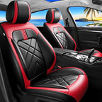 CX-90 Car Seat Covers Fit for Mazda CX-90 2007-2026, Full Coverage Premium Leather Waterproof Breathable Seat Covers Full Set, Automotive Seat Protectors, Airbag Compatible(5 Seats, Black Red)