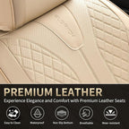 FLORICH Leather Seat Covers, Car Seat Cover Full Set Automotive Seat Covers Waterproof Car Seat Protectors 5 Seats Universal Seat Cover Fit for Most Cars SUV Trucks, Beige
