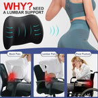 BYMECOST Lumbar Support Pillow for Car, Memory Foam Car Seat Back Support Pillow for Driving, Back Cushion with Strap for Pain Relief, Ergonomic Back Cushion for Office Chair, Wheelchair (Black)