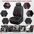 CAR PASS 3D Foam Mesh Leather Car Seat Covers Front Seats, Breathable Front Seat Cover for Cars, Comfortable Universal Fit for SUV Truck Sedan Automotive Anti-Slip Airbag Compatible, Black and Red