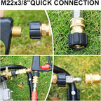Pressure Washer Adapter Set, M22 14mm to 3/8 inch Quick Connect and Disconnect Fitting, 4500PSI Pressure Washer Hose/Gun Thread Kit