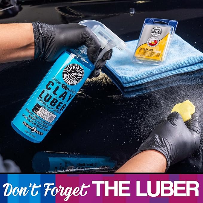 Chemical Guys Clay Bar Kit - Complete System - Clay Bar and Luber Combo with Accessories for Smooth Paint Finish - Removes Embedded Dirt, Overspray, and Fallout - 6 Item Kit