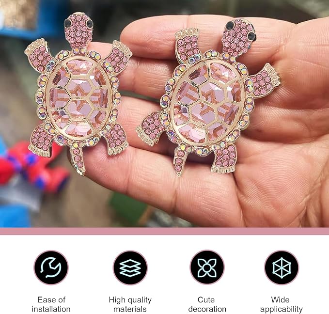 2 PCS Sea Turtles Car Air Fresheners Vent Clips, Cute Sea Turtles Decor Ocean Themed, Glamorous Turtle Car Accessories for Women, Refillable Interior Decoration Outlet Diffuser (Pink)
