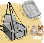 PetsHome Dog Car Seat Foldable Dog Car Booster Seat Waterproof Breathable Oxford Travel Bag for Small to Medium Dogs, Puppies, and Pets-Pattern Grey+Mat