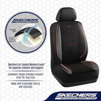 Skechers Air-Cooled Memory Foam Seat Covers,Mesh Thick Car Seat Covers,Piping Leather Car Seat Cover,Airbag Compatible,Automotive Comfort for Most Cars, Vans, Trucks, SUV(Brown, Full Set)