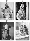 Funny Chicken Bathroom Air Freshener 4 Pcs, Black and White Farm Animal Rooster Hanging Scents Air Freshener for Women Men Gifts, Chicken Lover Gifts Scented Car Accessories Decor for Bathroom