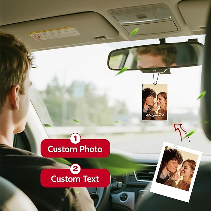 Bemaystar Custom Air Fresheners with Picture – Custom Double Sided Photo Car Air Freshener, Personalized Air Freshener for Car Wardrobe Bathroom and Hanging Ornaments (Rectangle)