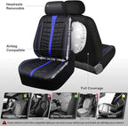 CAR PASS 3D Foam Mesh Black Blue Leather Car Seat Covers Full Set,Breathable Premium Leather Seat Covers for Car,Anti Slip Universal Fit for Trucks Cars Sedans Vans SUVs,Airbag Compatible,Black Blue