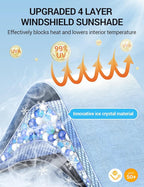 Proadsy Windshield Sun Shade Umbrella for Subaru Forester 2019-2025 2026 Foldable Car Umbrella Sunshade with Soft TPU Handle Spring Structure Crystal Cooling Material Protect Car from Rays & Heat