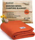 Woolly Mammoth Woolen Company Merino Wool Blanket - 80% Merino Wool - Camping Blankets for Cold Weather - Mositure-Wicking for Overlanding, Hunting, Emergency Kits, Bushcraft (66" x 90" Ember)