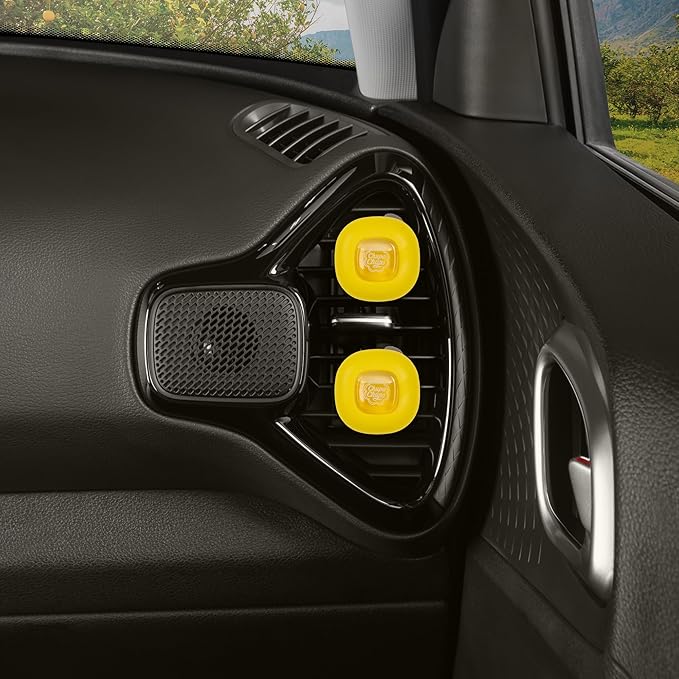 Chupa Chups Car Air Freshener, Lemon Twist - Long Lasting Car Fresheners with Fun Scents, Colorful and Vibrant Air Freshener for Car, Unique Car Freshener Perfume Deodorizer- 2-Pack (4pcs Total)