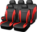 CAR PASS Jelly Leather Car Seat Covers Full Set,Waterproof Automotive Seat Covers for Cars SUV Sedan Truck,Airbag Compatible,Sporty Universal Fit for Cute Women Girl (Black and Red)