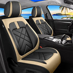 CX-90 Car Seat Covers Fit for Mazda CX-90 2007-2026, Full Coverage Premium Leather Waterproof Breathable Seat Covers, Automotive Seat Protectors, Airbag Compatible(2 Front Seats, Black Beige)