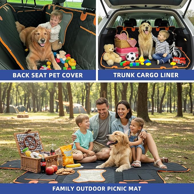 Dog Car Seat Cover for Back Seat - Waterproof and Anti-Slip Car Dog Seat Cover, with Hammock Design for Safe and Comfortable Travel, Suitable for Most Cars Trucks SUVs