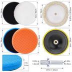 10pcs Polishing Buffing Pads for Drill - 6 Inches Car Polishing kit, Car Foam Buffing Sponge Pads Kit with M14 Drill Adapter,Polishing Pad Kit for Car Buffer Polisher, Polishing and Waxing