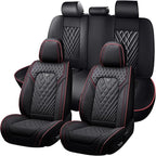 Truck Seat Covers for Nissan Frontier 2009-2026, Waterproof Premium Leather Full Coverage Car Seat Cover, Muscle Sport Style Auto Interior Seat Cover Sets (Full Set/Black Red)