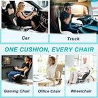 Seat Cushion for Office Chair and Car, Lumbar Support Pillow for Office Chair, Memory Foam Ergonomic Seat Cushion for Long Sitting, Back & Tailbone Pain, Sciatica - Beige & Gray