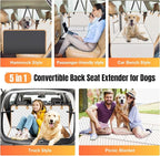 Dog Car Seat Cover for Back Seat, Hard Bottom Holds 420lbs Dog Hammock for Cars SUVs Trucks, Easy to Clean, Waterproof Scratch-Proof Nonslip Backseat Extender for Dogs 4 Panels