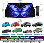 Butterfly Eye Car Windshield Sun Shade Umbrella Funny Butterflies Sunshades for Car Windshield Upgraded Sun Visor Protector for Sedan SUV Most Vehicles Printed Front Window Shades