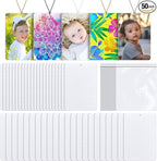 50 Sublimation Air Freshener Sheets - Rectangle Shaped - Car & Home - Polyester Felt - 100 Elastic Drawstrings & 50 Bags