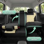 FH Group Automotive Car Seat Covers Full Set Premium 3D Air Mesh Front Seat Covers, Airbag Compatible & Split Bench Cover Universal Fit Interior Accessories for Cars Trucks and SUVs - Beige