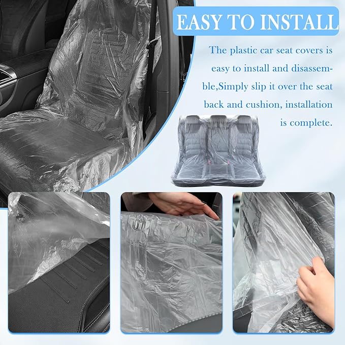 20PCS Plastic Seat Covers for Cars,Full Coverage Disposable Car Seat Covers for Keeping Front and Back Seats Clean,Universal Car Accessories Cars Seats Protector for Most Vehicles