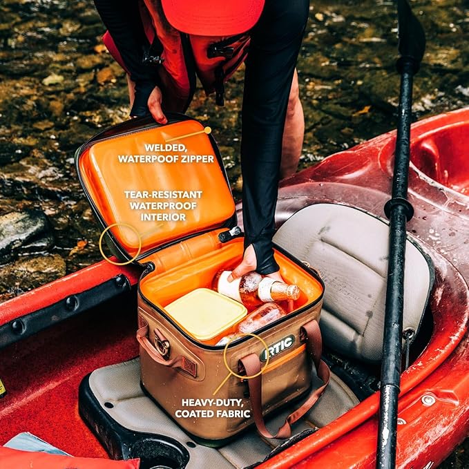 RTIC Ultra-Tough Soft Cooler 12 Can, Insulated Bag Portable Ice Chest for Lunch, Beach, Drink, Beverage, Travel, Camping, Picnic, Car, Trips, Floating Cooler Leak-Proof with Zipper