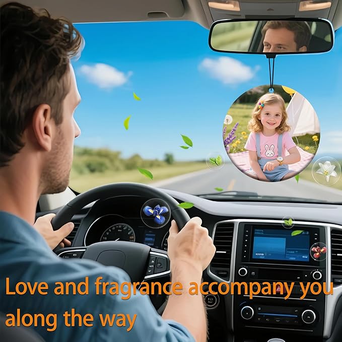 5-500pcs Custom Air Fresheners with Picture, Double Sided Car Air Freshener with 20 Scents, Personalized Gifts for Valentine's Day Birthday Anniversary (Round)