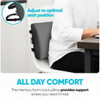 FORTEM Lumbar Support Pillow for Office Chair, Lumbar Support Pillow for Car, Back Rest for Gaming, Memory Foam Pillow, Desk Chair Cushion, Breathable & Washable Cover, Adjustable Straps