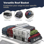 ARKSEN 84" x 39" x 6" Roof Rack Basket with Extension & Cargo Net, 150 lb Heavy-Duty Steel Cargo Carrier, Fits Crossbars up to 1.38" Thick, for SUV & Pickup Truck