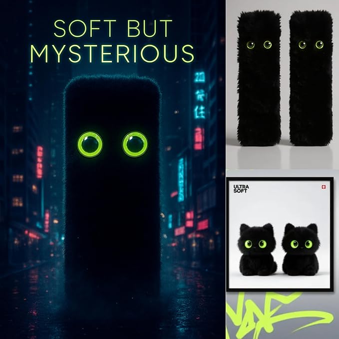 Black Cat Panther Seat Belt Strap Cover Pad, Cute Funny Interior Car Accessories Decor, for Auto Truck Pickup 2025, Artificial Soft Wool, Fluffy Shoulder Neck Cushion Protector, 2 PCS