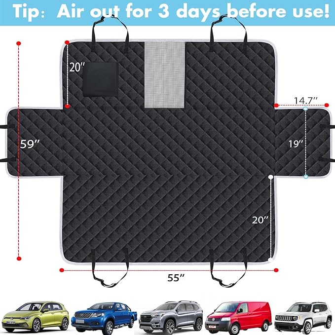Meolsaek Car Seat Cover for Dogs, Non-Slip Dog Hammock for Car Back Seat, with Mesh Window Scratch Proof Nonslip Back Seat Protector for Trucks SUVs Most Cars (Black with Mesh)