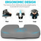 FORTEM Seat Cushion, Office Chair Cushion, Desk Chair Memory Foam, Sciatica Coccyx Tailbone Pain Relief, Pressure Relief, Sitting Pad, for Long Gaming & Sitting, Washable Cover, Non Slip