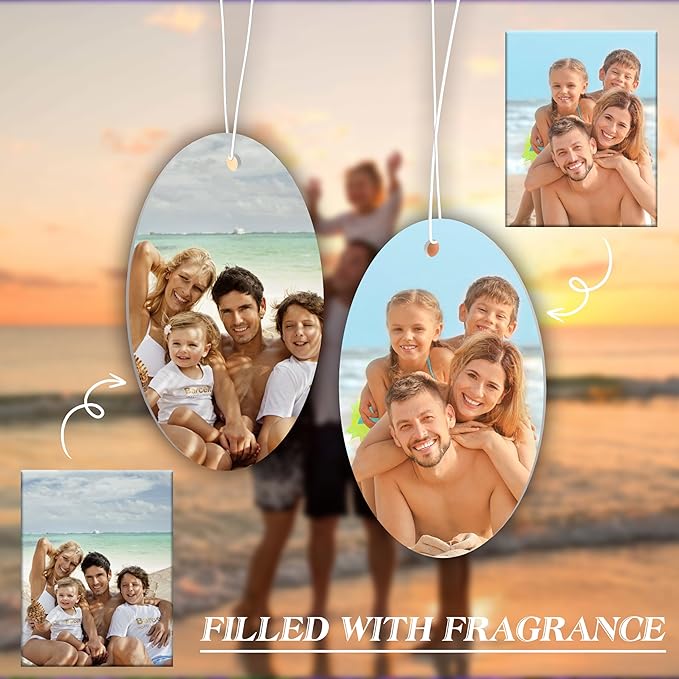 Personalized Custom Car Air Freshener, Double Sided Custom Photo, Record Player Shaped Fragrance Vent Clip, Unique and Cute Car Interior (Customize, Hanging A)